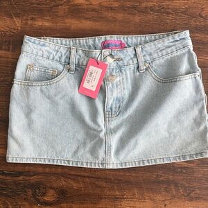 Edikted Light Blue Denim Mini Skirt